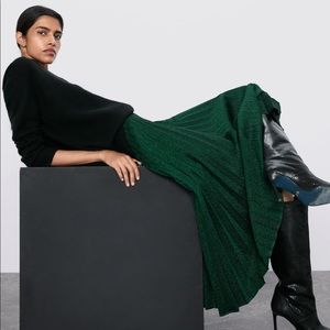 NWT Zara Pleated Skirt with metallic thread Size S